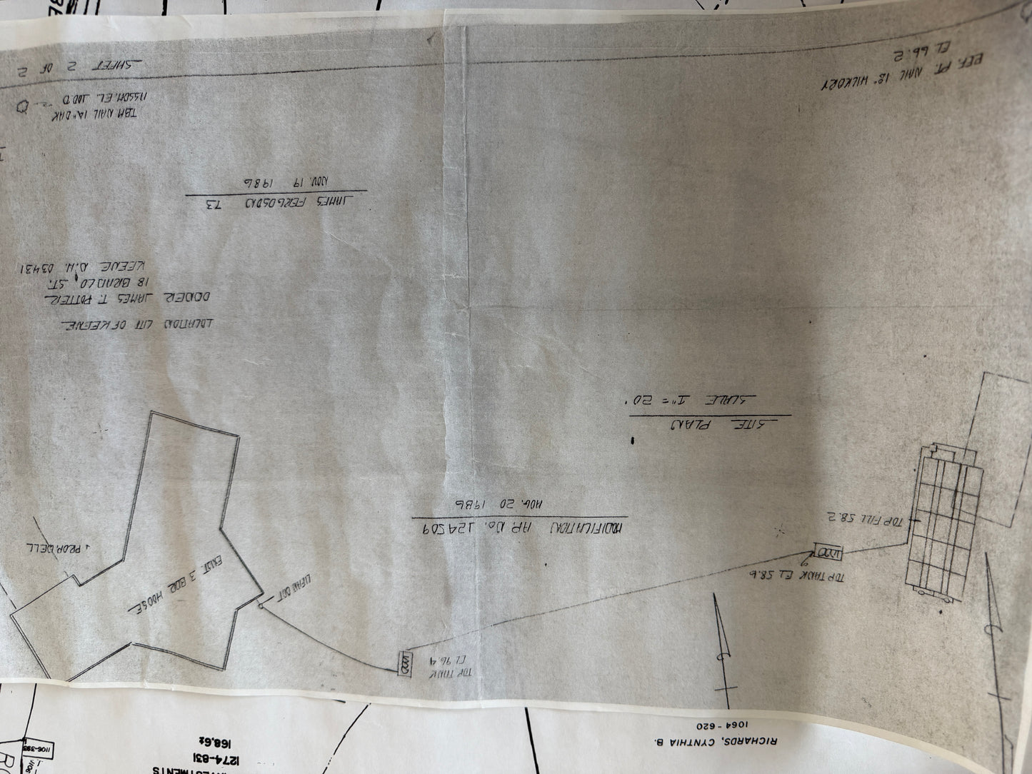 Technical drawing or blueprint on a textured paper background