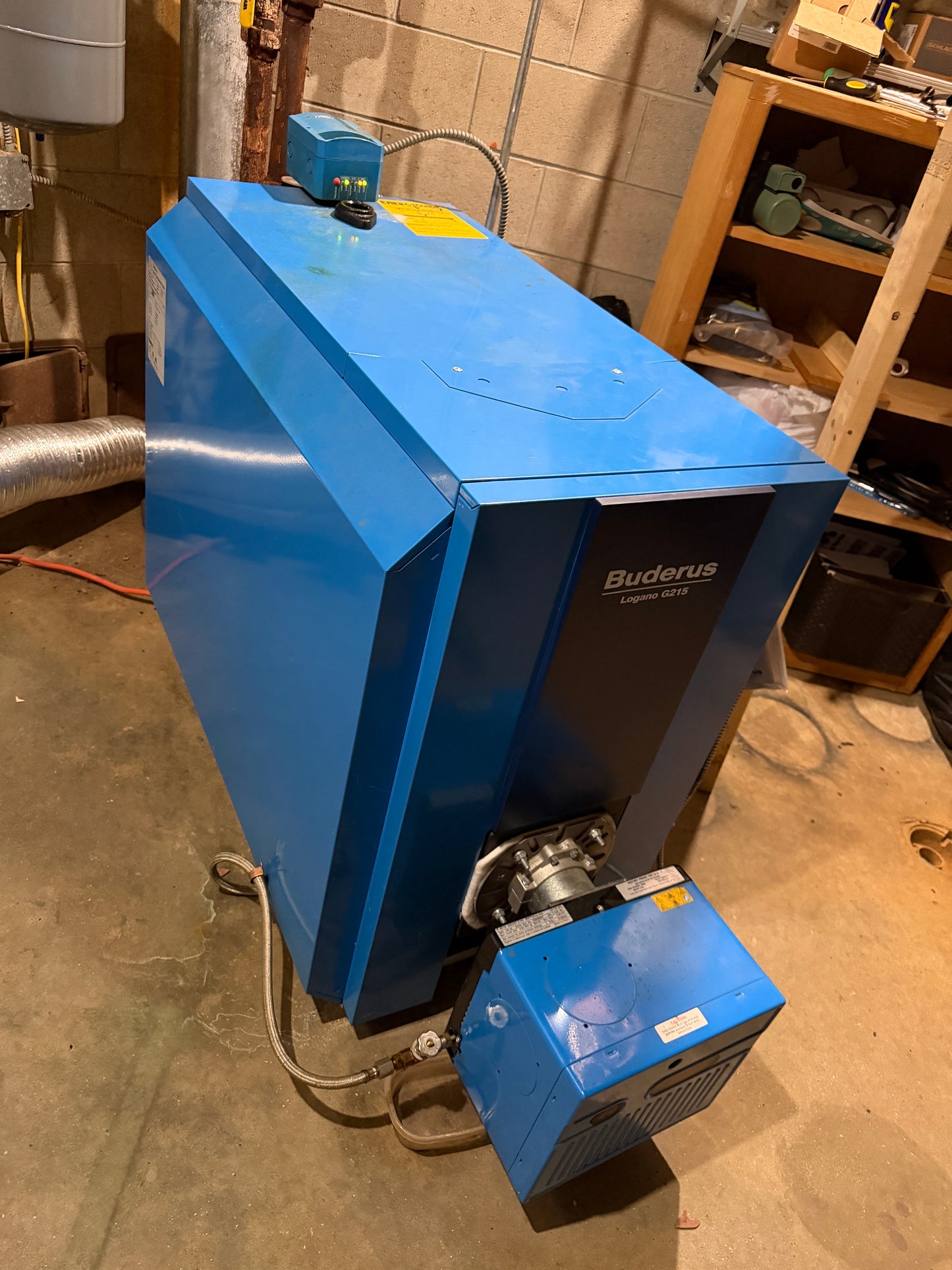Buderus industrial machine  with burner on a concrete 