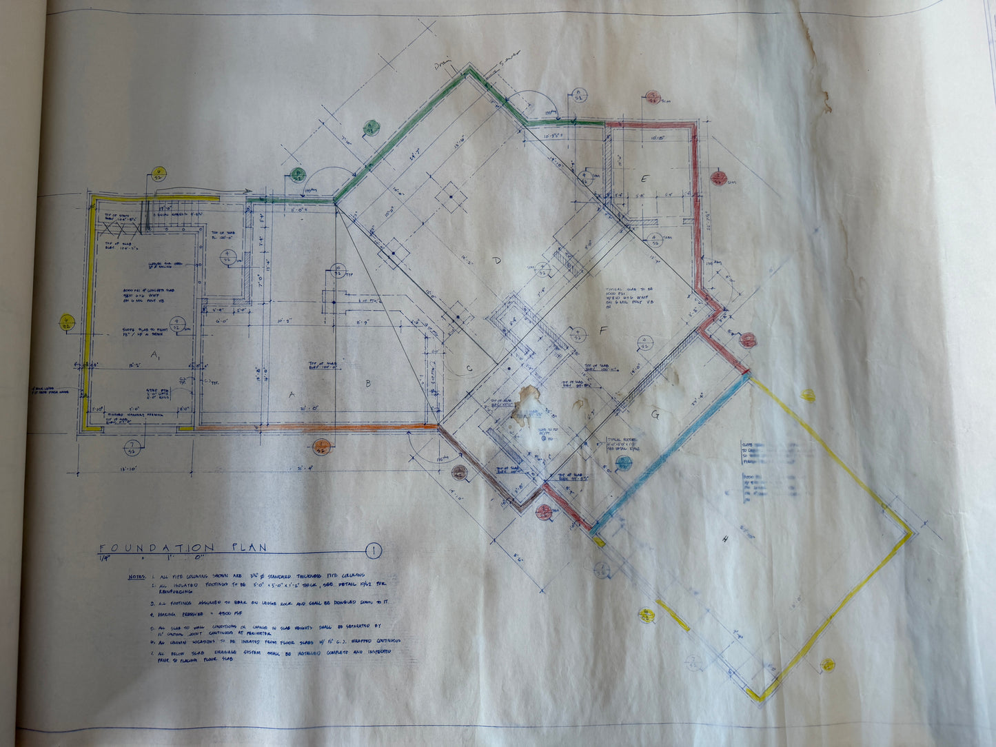 Blueprints on a white sheet of paper