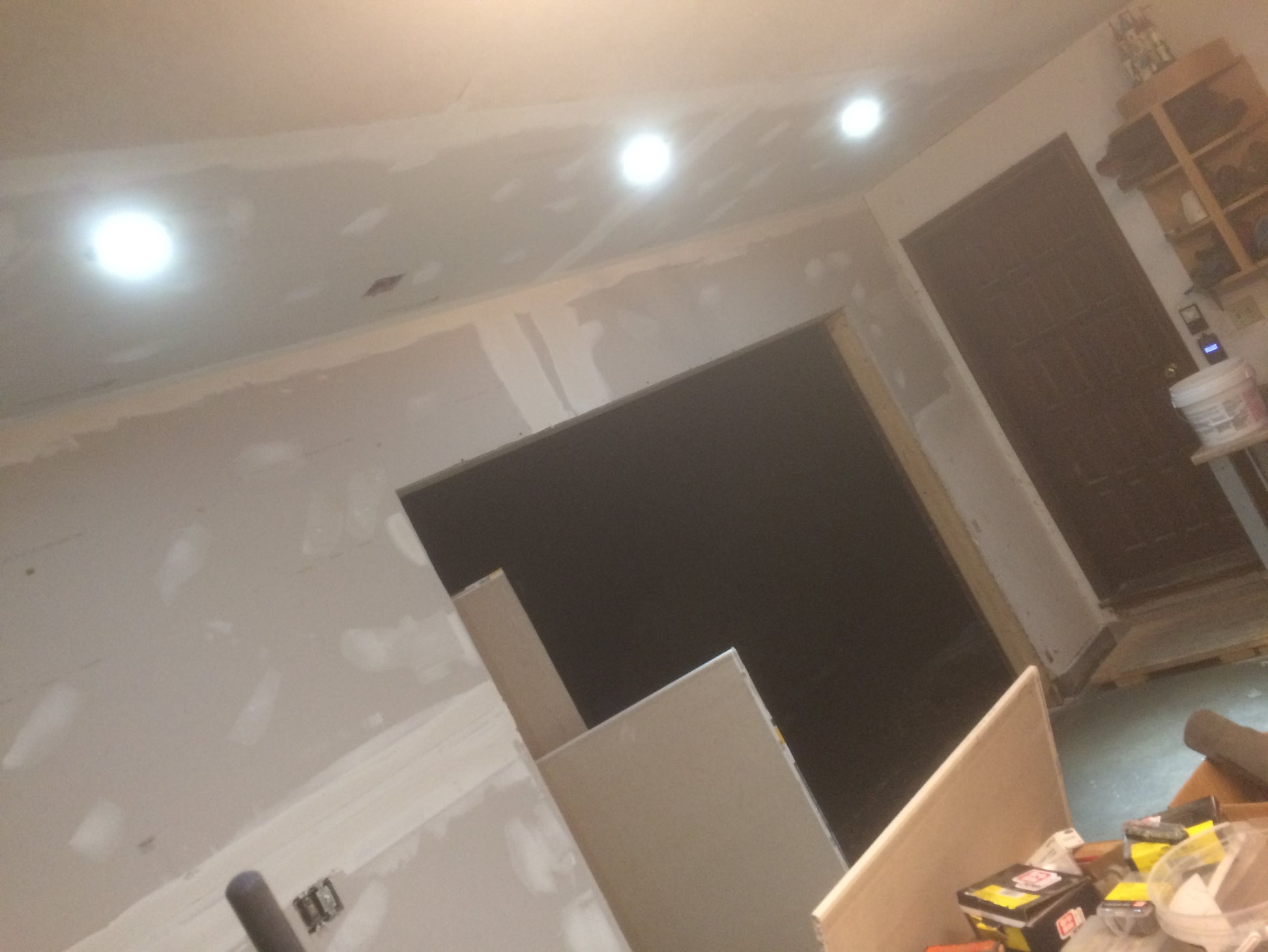 Garage under construction to put in lighting