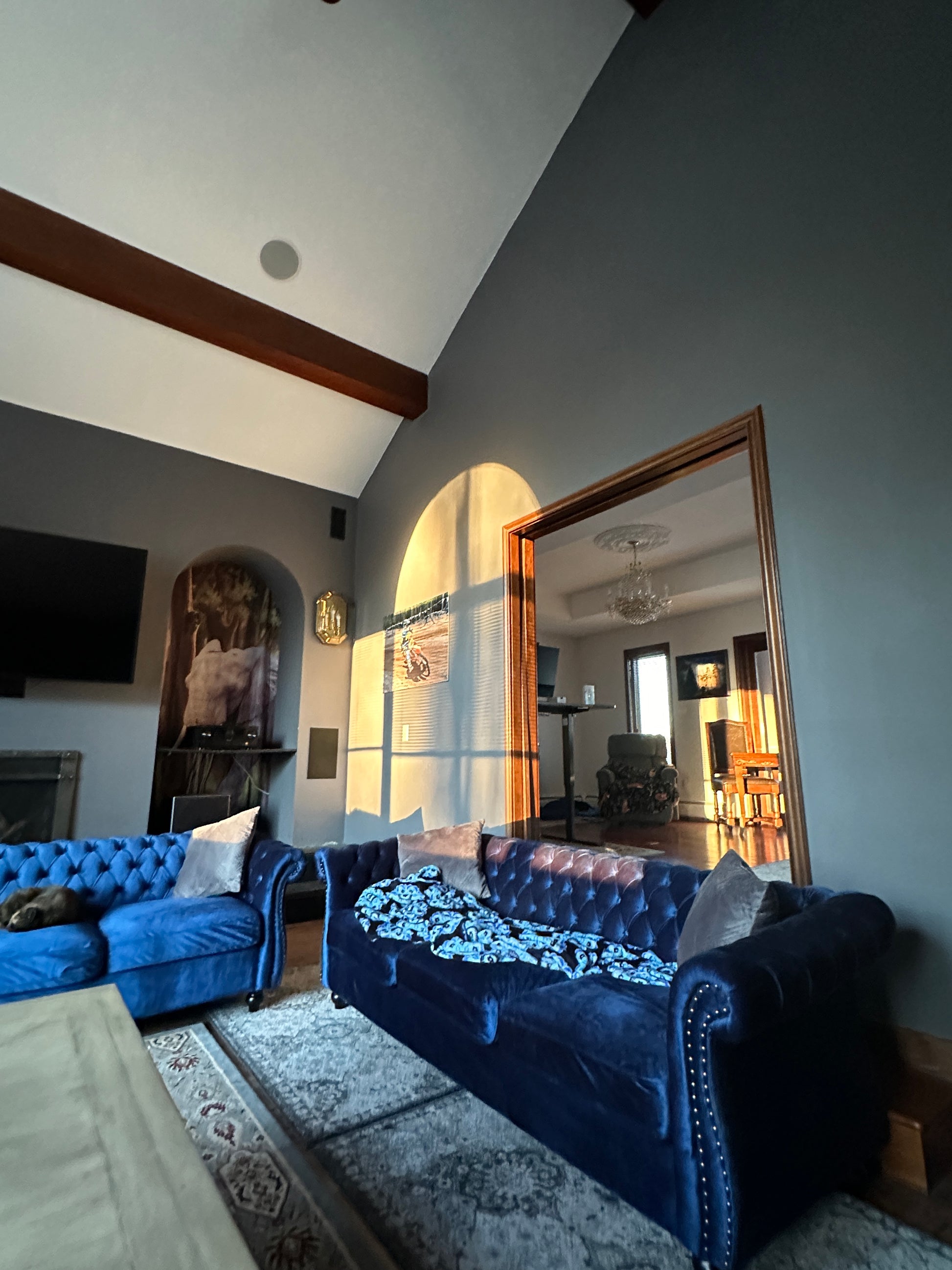 Sunlight reflecting into the interior.